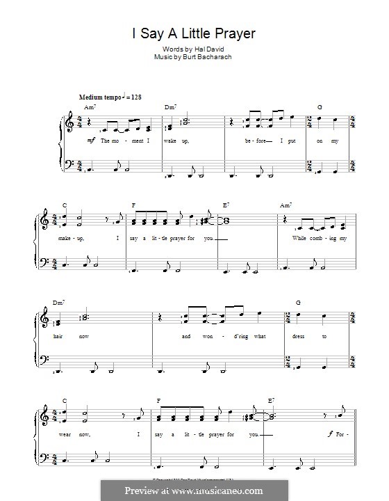 I Say a Little Prayer: For voice and piano (Aretha Franklin) by Burt Bacharach