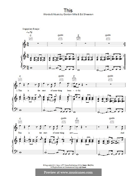 This: For voice and piano (or guitar) by Ed Sheeran, Gordon Mills