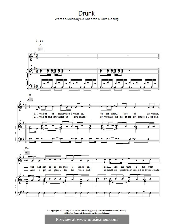 Drunk: For voice and piano (or guitar) by Ed Sheeran, Jake Gosling