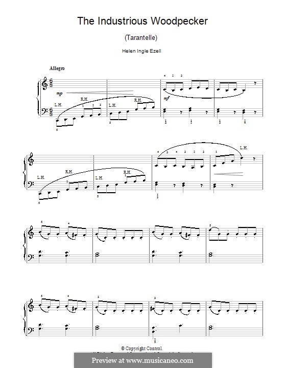 The Industrious Woodpecker (Tarantelle): For piano by Helen Ingle Ezell