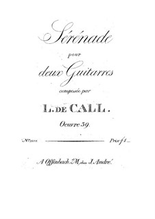Serenade for Two Guitars in F Major, Op.39: Score by Leonhard von Call