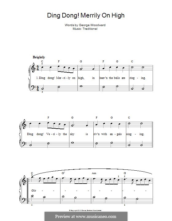 Ding Dong! Merrily on High (Printable Scores): For voice and piano by folklore