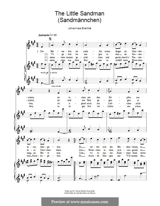 Children's Folk Songs, WoO 31: No.4 Sandmännchen (The Little Sandman) by Johannes Brahms