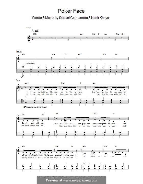 Instrumental version: For drums (Glee Cast) by RedOne, Stefani Germanotta