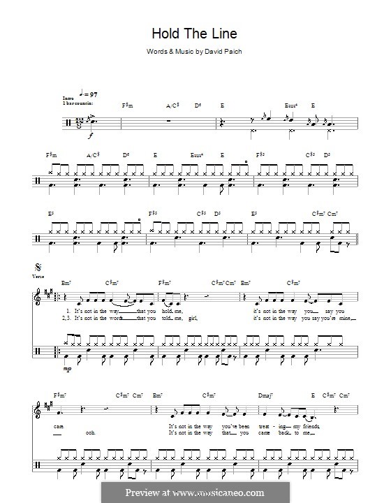 Hold the Line (Toto): For drums by David Paich