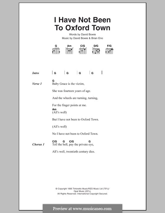 I Have Not Been to Oxford Town: Lyrics and chords by Brian Eno, David Bowie