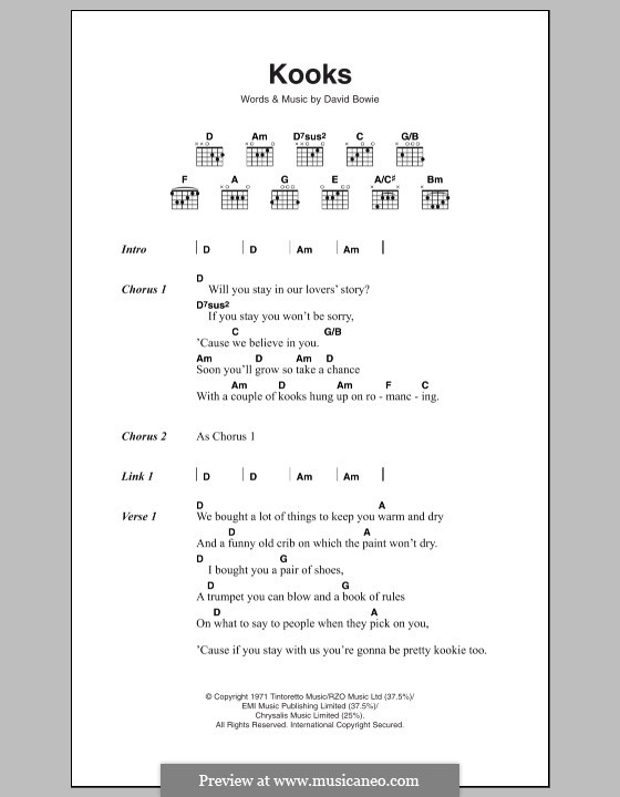 Kooks: Lyrics and chords by David Bowie