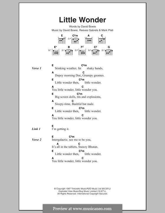 Little Wonder: Lyrics and chords by David Bowie, Mark Plati, Reeves Gabrels