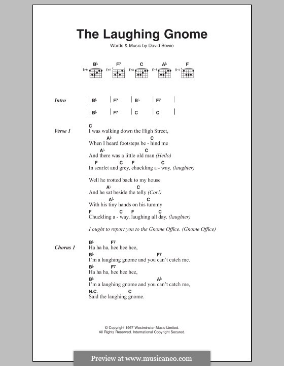 The Laughing Gnome: Lyrics and chords by David Bowie