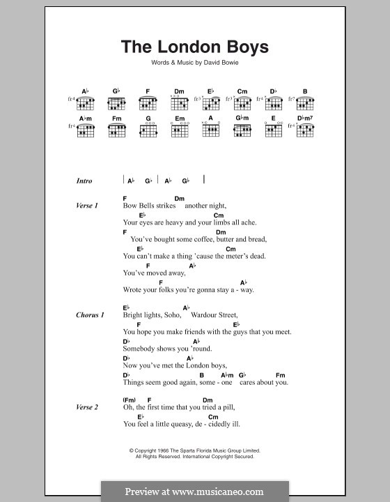 The London Boys: Lyrics and chords by David Bowie