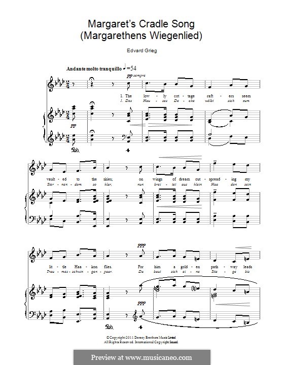 Four Romances, Op.15: No.1 Margaret's Cradle Song by Edvard Grieg