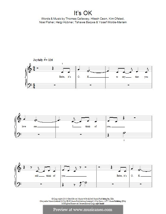 It's OK (Cee Lo Green): For easy piano by Helgi Hübner, Hitesh Ceon, Kim Ofstad, Noel Fisher, Thomas Callaway, Tshawe Baqwa, Yosef Wolde-Mariam
