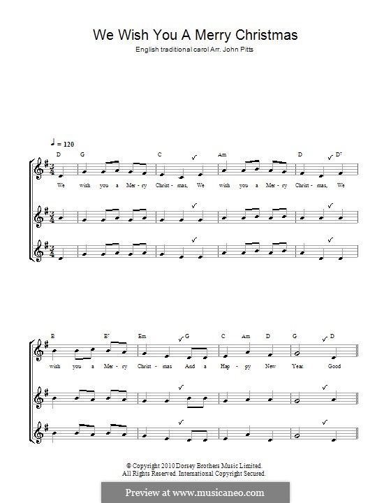 We Wish You a Merry Christmas (Printable Scores): For recorder (trio) by folklore