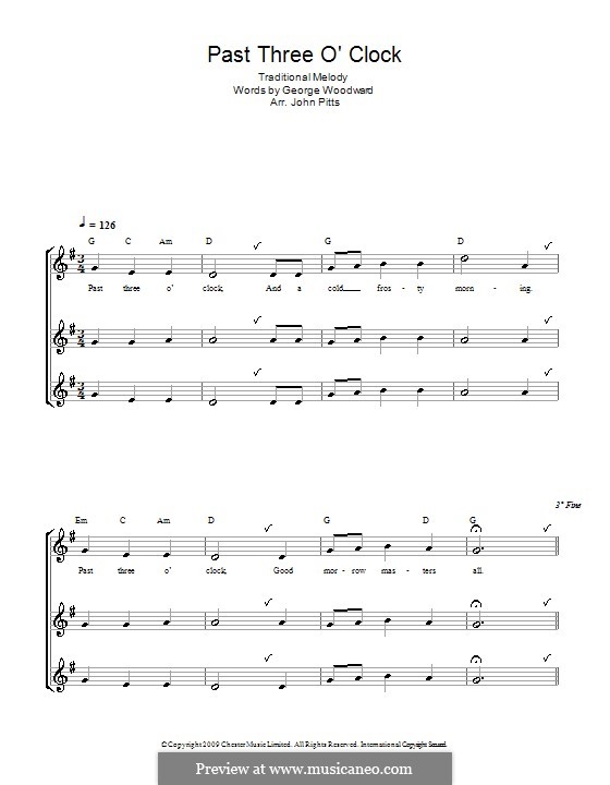 Past Three O'Clock: For recorder (trio) by George Ratcliffe Woodward