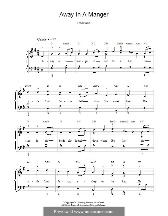 Away in a Manger: For easy piano by William (James) Kirkpatrick