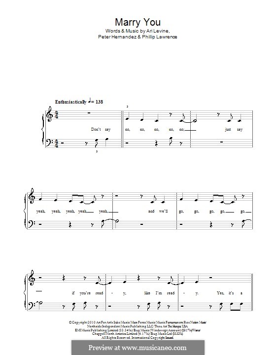 Marry You: For easy piano by Ari Levine, Bruno Mars, Philip Lawrence