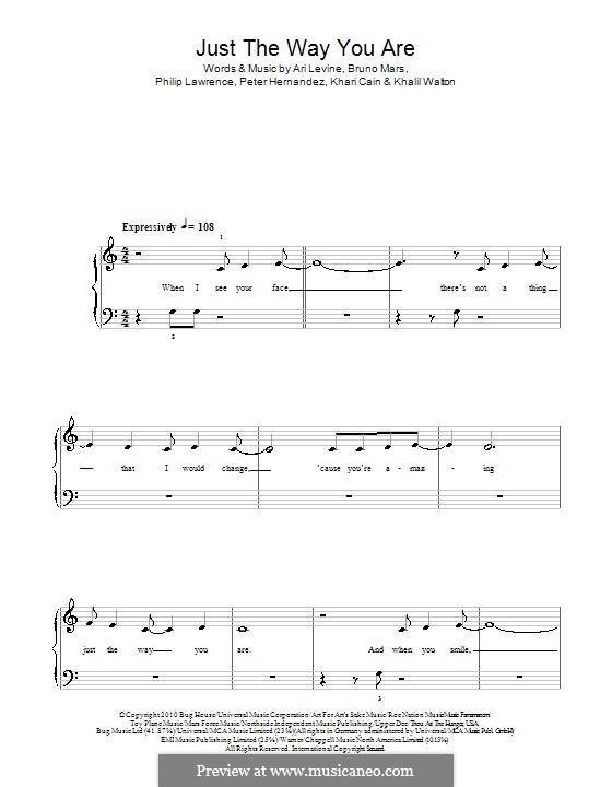 Piano version: Easy notes by Ari Levine, Khalil Walton, Khari Cain, Bruno Mars, Philip Lawrence