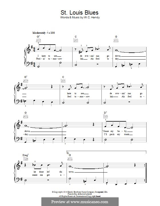St. Louis Blues: For easy piano by William Christopher Handy