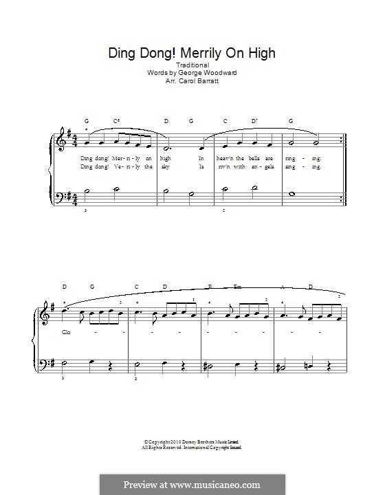 Ding Dong! Merrily on High (Printable Scores): For voice and piano by folklore