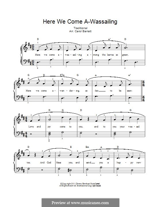 Here we Come a-Wassailing (Printable Scores) by folklore on MusicaNeo