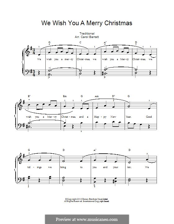We Wish You a Merry Christmas (Printable Scores): For voice and piano by folklore