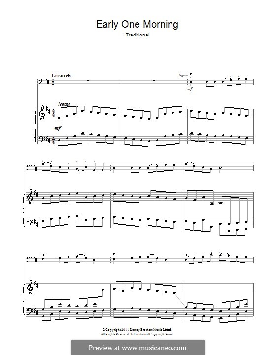 Early One Morning: For cello and piano by folklore