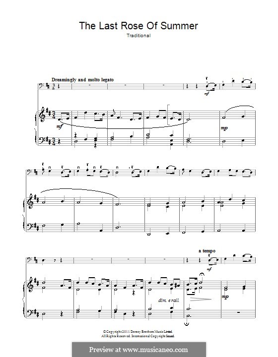 The Last Rose of Summer: For cello and piano by folklore