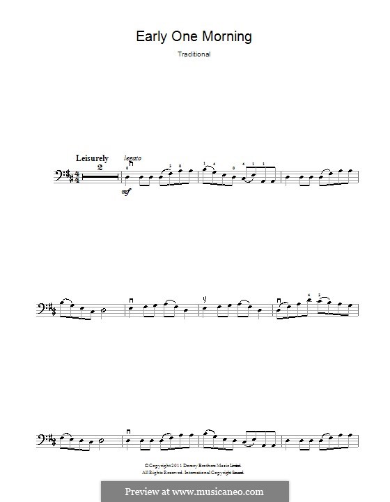 Early One Morning: For cello by folklore