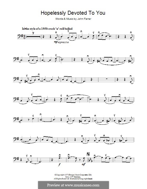 Hopelessly Devoted to You (from Grease): For cello by John Farrar