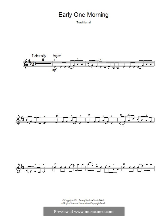 Early One Morning: For violin by folklore