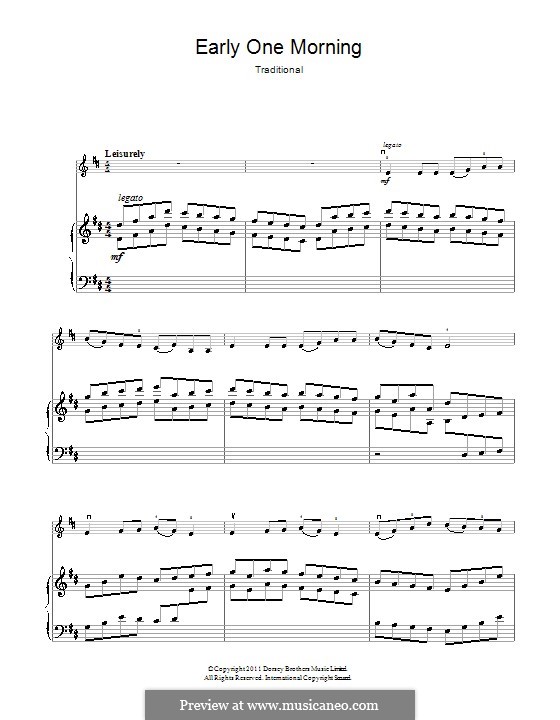 Early One Morning: For violin and piano by folklore