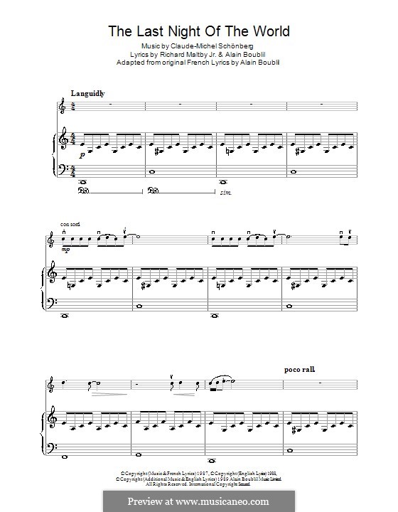 The Last Night of the World: For violin and piano by Claude-Michel Schönberg
