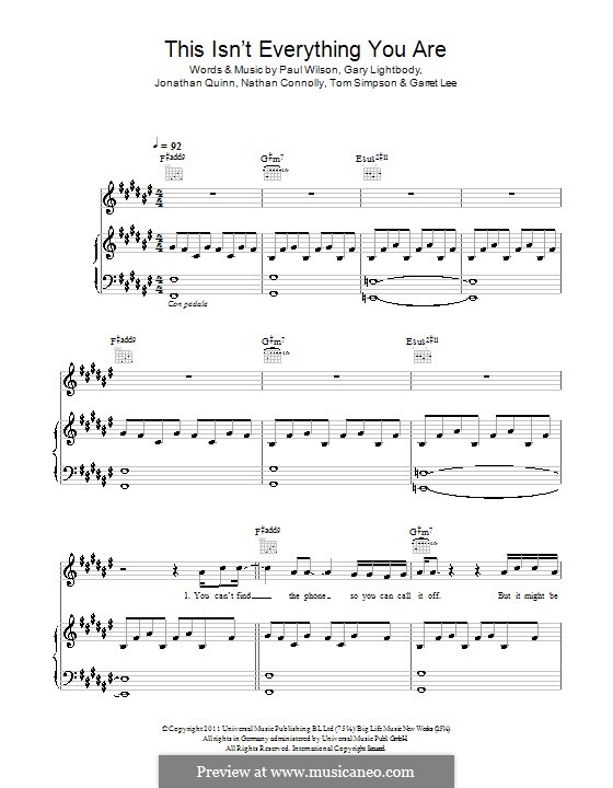 This Isn't Everything You Are (Snow Patrol): For voice and piano (or guitar) by Garret Lee, Gary Lightbody, Jonathan Quinn, Nathan Connolly, Paul Wilson, Tom Simpson