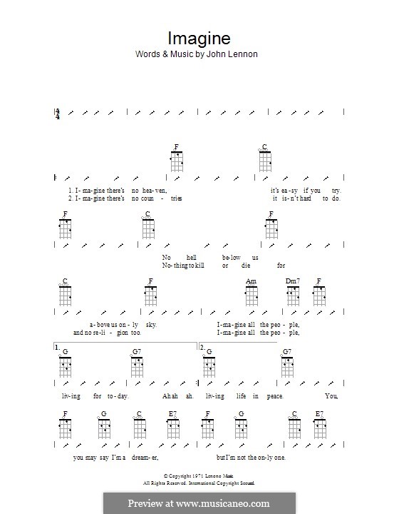 Imagine by J. Lennon sheet music on MusicaNeo