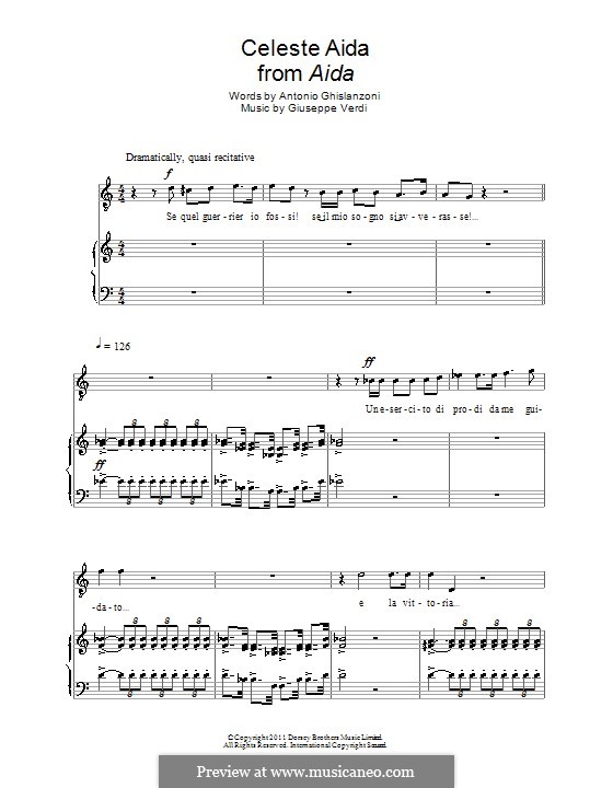 Celeste Aida: For voice and piano by Giuseppe Verdi