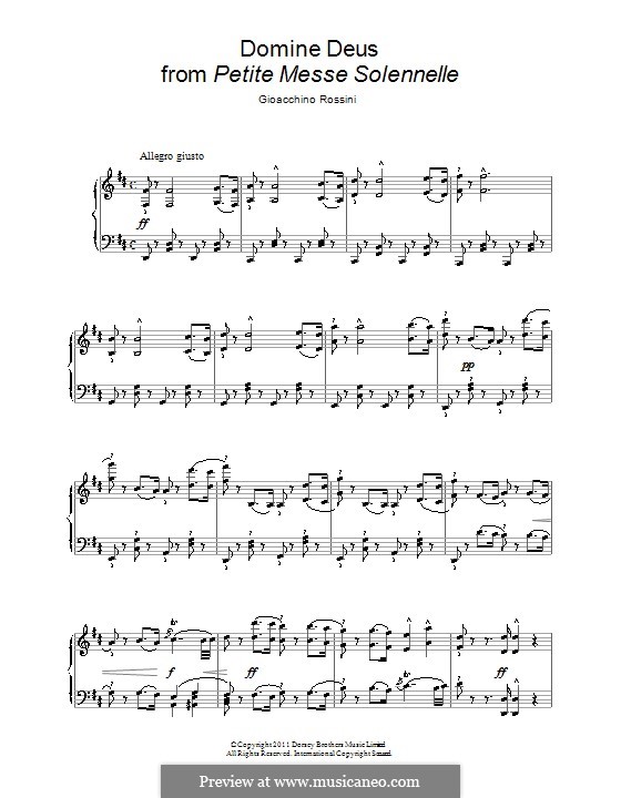 Petite Messe Solennelle: Movement IV. Domine Deus, for voice and piano by Gioacchino Rossini
