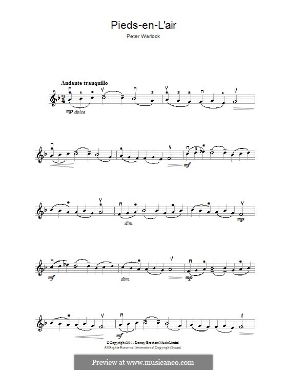 Capriol Suite: No.5 Pieds en l'air, for violin by Peter Warlock