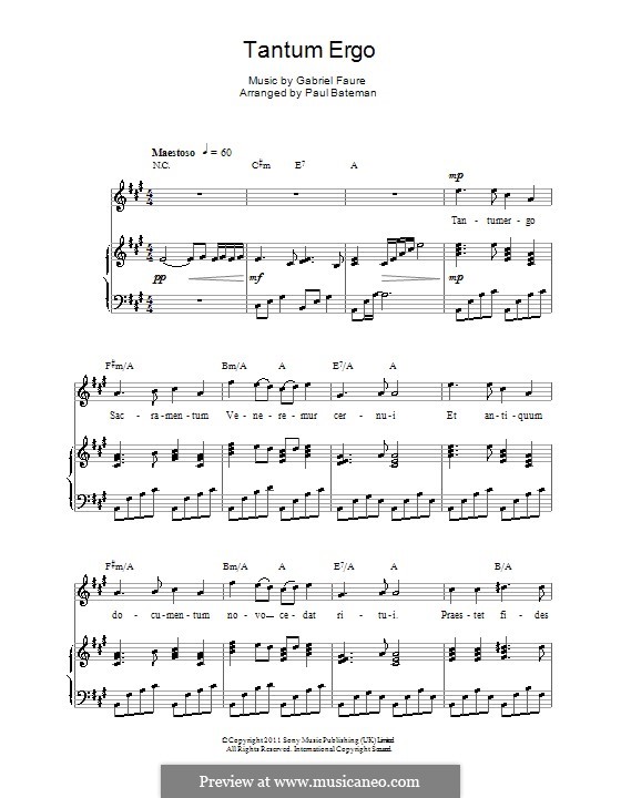Tantum ergo, Op.55 by G. Fauré - sheet music on MusicaNeo