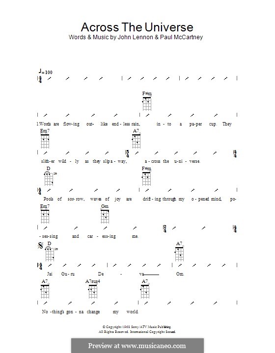 Across the Universe (The Beatles): For ukulele with strumming patterns by John Lennon, Paul McCartney