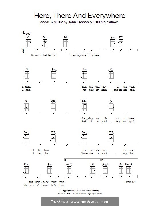 Here, There and Everywhere (The Beatles): For ukulele with strumming patterns by John Lennon, Paul McCartney