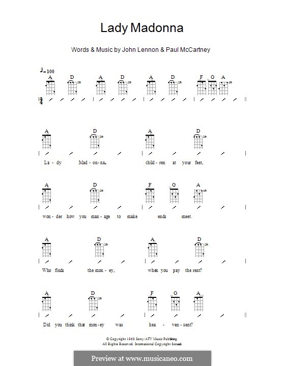 Lady Madonna (The Beatles): For ukulele with strumming patterns by John Lennon, Paul McCartney