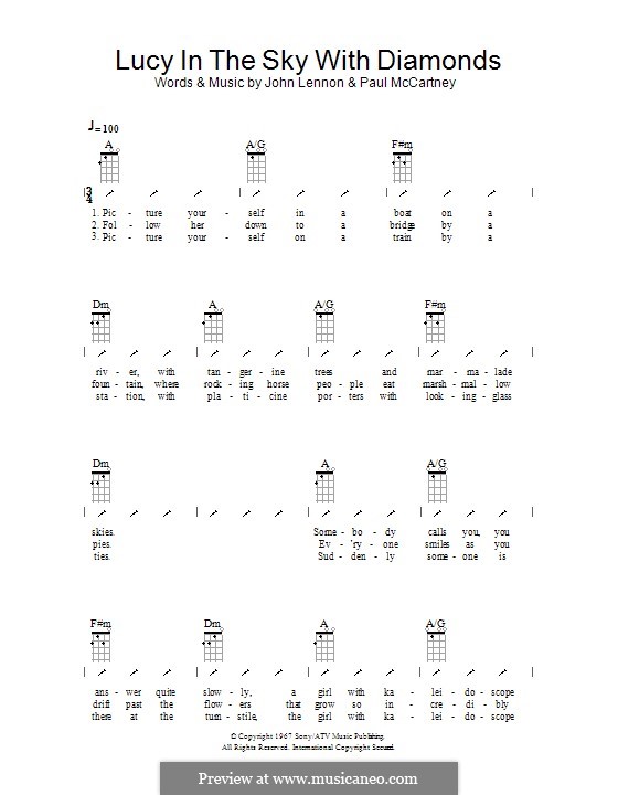 Lucy in the Sky with Diamonds (The Beatles): Ukulele with strumming patterns by John Lennon, Paul McCartney