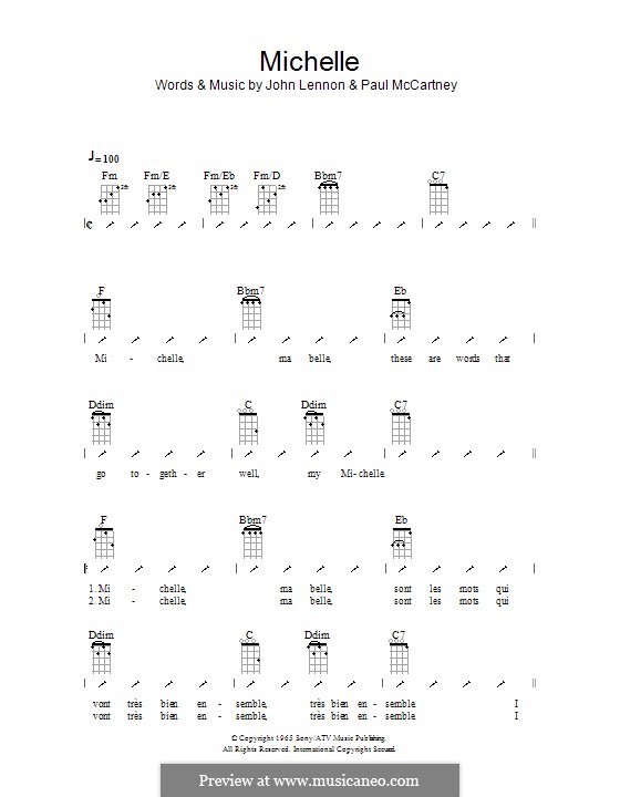 Michelle (The Beatles), for One Instrument: For ukulele with strumming patterns by John Lennon, Paul McCartney