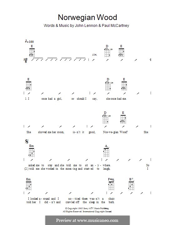 Norwegian Wood (This Bird Has Flown): Ukulele with strumming patterns by John Lennon, Paul McCartney