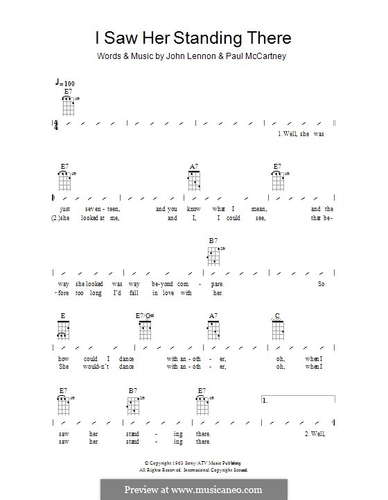 I Saw Her Standing There (The Beatles): For ukulele with strumming patterns by John Lennon, Paul McCartney