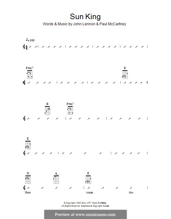 Sun King (The Beatles): For ukulele with strumming patterns by John Lennon, Paul McCartney