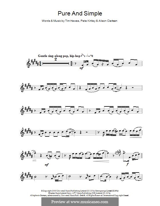 Pure and Simple (Hear'Say): For alto saxophone by Alison Clarkson, Pete Kirtley, Tim Hawes