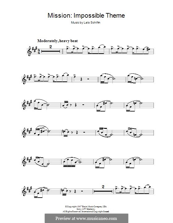 Mission: Impossible Theme (Mission Accomplished): For alto saxophone by Lalo Schifrin