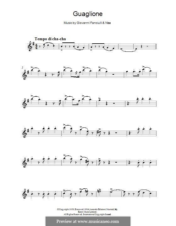 Guaglione (Perez Prado): For clarinet by Nicola Salerno, Giovanni Fanciulli
