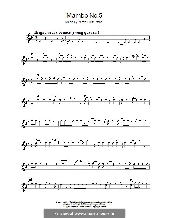 Mambo No.5 by D.P. Prado - sheet music on MusicaNeo